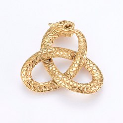 Золотой 304 из нержавеющей стали многожильных ссылки, дракон, золотые, 34x38x7 мм, отверстие : 6~13 мм