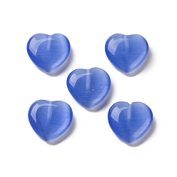 Королевский синий Бусины Кошачие Глаза, сердце, половине просверлил, королевский синий, 11.5x11.5x3.5 мм, отверстие : 1 мм