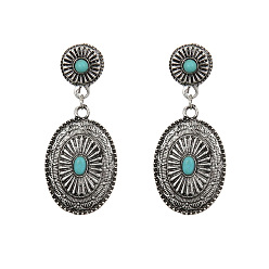 Oval Сплав мотаться серьги стержня, античное серебро, овальные, 60 мм