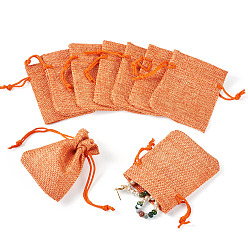 Light Salmon 20Pcs Rectangle Polyester Imitation Burlap Packing Pouches Drawstring Bags, for Christmas, Wedding Party and DIY Craft Packing, Light Salmon, 9x7cm