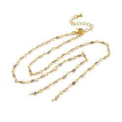 Лабрадорита Цепи латуни ожерелье решений, с натуральным лабрадорита, стойки покрытие, долговечный, реальный 18 k позолоченный, 18.82 дюйм (47.8 см)