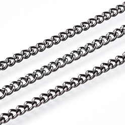Черный Цвет Металла Железные витые цепочки обуздать цепи, несварные, с катушкой, металлический черный, коннекторы: 2x3мм, толщиной 0.5 мм , около 328.08 футов (100 м) / рулон