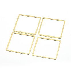 Настоящее золото 18K Латунные соединительные колечки, без свинца, без кадмии и без никеля, квадратный, реальный 18 k позолоченный, 35x35x1 мм