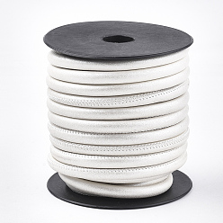 White PU Leather Cords, White, 5.5~6mm, about 10.93 yards(10m)/roll