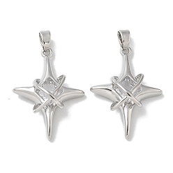 Платина Стойка металлическая латунная микропрофилированная кубическая циркония подвески, долговечный, без свинца и без кадмия, звезда, платина, 27x19.5x7.5 мм, отверстие : 4 мм