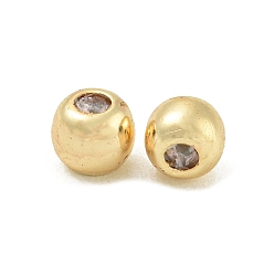 Настоящее золото 14K Стойка покрытие латунь силиконовые проставки бусины, долговечный, без кадмия и без свинца, круглые, реальный 14 k позолоченный, 4x3.5 мм, отверстие : 0.7 мм