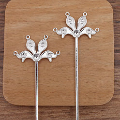 Argent Bâtonnets à cheveux en alliage de fleurs, recherche, serti d'émail et de perles, avec des boucles, argenterie, 115mm