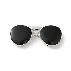 Platinum Alloy Slide Charms, with Enamel, Glasses, Platinum, 18.5x44x7.5mm, Hole: 38x3mm