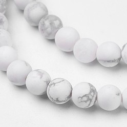 Howlite Natural Howlite Beads Strands, Frosted, Round, 4mm, Hole: 1mm, about 91pcs/strand, 15.1 inch
