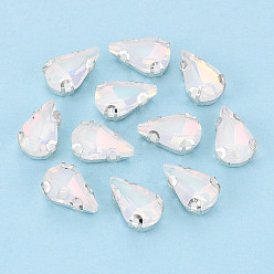 Кристалл Пришить бусины монте из стразов, с настройками латуни, аксессуары для одежды, слеза, кристалл, 12.8x8.3x5 мм, отверстие : 1 мм, около 1000 шт / упаковка