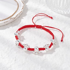 с Платиновым Покрытием Браслеты из бисера с гальваническим покрытием из немагнитного синтетического гематита с отпечатком лапы, с оплеткой нейлоновой нити, с покрытием платиным, внутренний диаметр: 2-1/8 дюйм (5.5 см) ~ 4 дюйм (10 см)