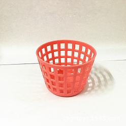 Orange Red Plastic Doll Laundry Basket Basket, Doll Accessories Supplies, Orange Red, 45x32mm