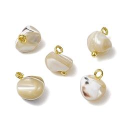 Золотой Подвески из натуральных ракушек-трохус с латунными петлями, золотые, 8~11x7~8x6~7 мм, отверстие : 1.6 мм