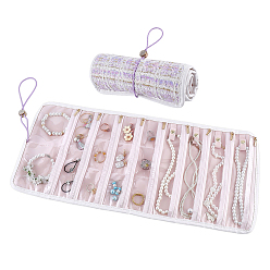 Medium Purple Polyester Jewelry Rolls for Rings Earrings Necklaces, Rectangle, with Zinc Alloy Slider Beads, Medium Purple, 23.6x6.5x6.5cm