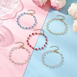 (52) Непрозрачная лаванда Прозрачные гальванические стеклянные бусины браслеты для женщин, круглые, с золотой фурнитурой 304 из нержавеющей стали, граненые, разноцветные, 7-3/8 дюйм (18.8 см)