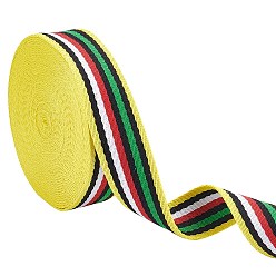 Colorful Polyester Braid Ribbon, Flat, Stripe Pattern, Garment Accessories, Colorful, 1-1/2 inch(38x1mm), about 10 yards/bundle
