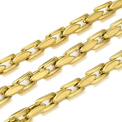 Настоящее золото 18K Ионное покрытие (ip) 304 звено цепи из нержавеющей стали, прямоугольные, пайки, с катушкой, реальный 18 k позолоченный, 7x4x2 мм, 10 м / рулон