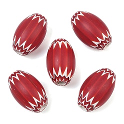 Red Handmade Millefiori Glass Beads, Chevron Beads, Oval, Red, 35~36.5x22~23.5mm, Hole: 5x4~7mm