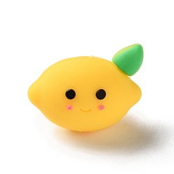 Лимон Силиконовые бусины, желтые, фокусные бусы, лимон, 21x26x16 мм, отверстие : 4 мм