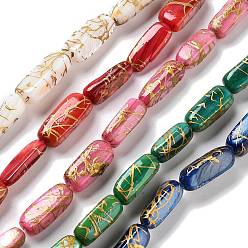 (52) Непрозрачная лаванда Натуральные пресноводные окрашенные бусы из ракушек, волочильных стиле, кубоид, разноцветные, 14x5x3 мм, отверстие : 0.9 мм, около 27 шт / нитка, 14.17'' (36 см)