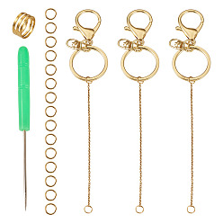 Золотой Наборы для самостоятельного изготовления брелоков в виде губной помады из сплава и железа, с открытыми пружинными кольцами из нержавеющей стали 304, шило, набор инструментов для шитья и латунные кольца, золотые, 175 мм