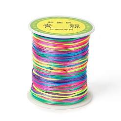 Colorful Segment Dyed Nylon Rattail Satin Cords, for Bracelet Jewelry Making Chinese Knot Macrame Craft, Colorful, 1mm, about 87.49 Yards(80m)/Roll
