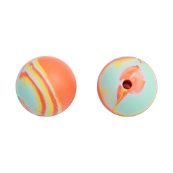 Оранжевый Круглые бусины из пищевого силикона, оранжевые, 15 мм