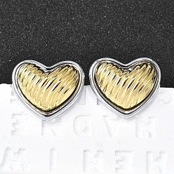 Платиновый & Золотой 304 из нержавеющей стали серьги, двухцветное сердце, вакуумное покрытие pvd, платиной и золотом, 20x23 мм