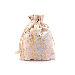 Звезда Рождественские тематические сумки из хлопчатобумажной ткани на шнурке, сумка для упаковки подарочных ювелирных изделий из органзы, звезда, 18x13 см