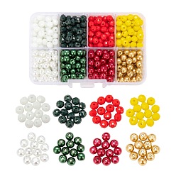 Gemischte Farbe DIY-Schmuck machen Kits, einschließlich Rondelle, deckender, einfarbiger und einbrennlackierter, perlmuttfarbener Glasperlen, Gemischte Farbe, Perlen: 6x5 mm, 6~7 mm, Bohrung: 1 mm, 480 Stück / Karton