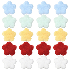 (52) Непрозрачная лаванда 50 шт. 5 цвета односторонние кабошоны из шерстяного волокна, цветок, разноцветные, 51x52x7 мм, 10 шт / цвет