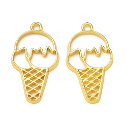 Золотой Подвесные подвески из сплава, для diy уф смолы, эпоксидная смола, Прессованные цветочные украшения, долговечный, мороженое прелести, золотые, 33x18x2.2 мм, отверстие : 2.3 мм