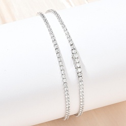 Платинированный 925 теннисные ожерелья из стерлингового серебра с кристаллами кубического циркония для женщин, Реальная платина, шириной 2.5 мм , 17.64~17.80 дюйм (44.8~45.2 см)