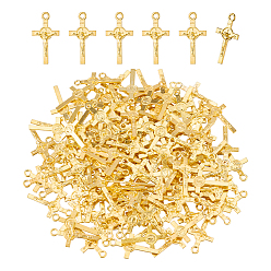 Golden 150Pcs Alloy Pendants, Crucifix Cross Charms, Golden, 22.5x12x1.5mm, Hole: 1.2mm