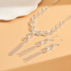 Серебро Комплекты из роскошных полых геометрических серег и ожерелий с длинными кисточками для женщин, серебряные, ожерелья: 18.90 дюйм (48 см)