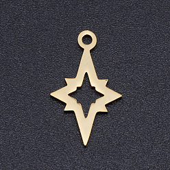 Золотой 201 подвески из нержавеющей стали для лазерной резки, полые звезда, золотые, 17x10x1 мм, отверстие : 1.5 мм