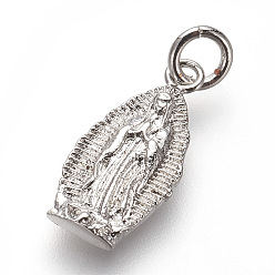 Платина Латунные подвески, без свинца и без кадмия, Дева Мария, платина, 15x8x2.5 мм, отверстие : 3 мм