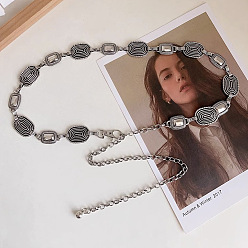 Античное Серебро Ремни из сплава в тибетском стиле с прямоугольными овальными звеньями для женщин, античное серебро, 1100 мм