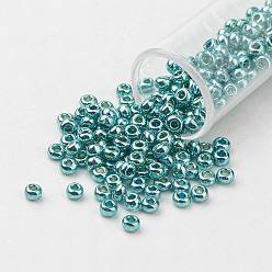 Средний Бирюзовый Fgb 6/0 круглый стеклянный бисер класса А, окрашенные, средне бирюзовый, 4x3 мм, отверстие : 1 мм, Около 4500 шт / фунт