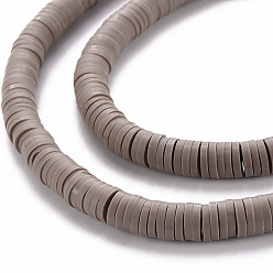 Camel Handmade Polymer Clay Bead Strands, Heishi Beads, Disc/Flat Round, Camel, 6x0.5~1mm, Hole: 2mm, about 320~447pcs/strand, 15.74 inch~16.92 inch