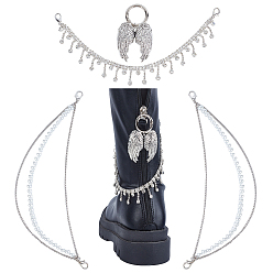 Платина 3 шт. железные и сплавные стразы, цепочки для ремешков на ботинки и сплавные подвески для обуви, с поворотными карабинами из сплава и пружинными защелками, платина, 69~250 мм