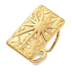 Золотой 304 кольцо из нержавеющей стали для женщин, прямоугольные, золотые, 14x23 мм, размер США 6 (16.5 мм)