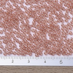 (RR3507) Transparent Peach Luster MIYUKI Round Rocailles Beads, Japanese Seed Beads, (RR3507) Transparent Peach Luster, 11/0, 2x1.3mm, Hole: 0.8mm, about 1100pcs/bottle, 10g/bottle