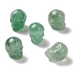 Erdbeer-Quarz Natürliche grüne Erdbeerquarzperlen, Halloween-Schädel, 11~11.5x8.5~9x11~11.5 mm, Bohrung: 0.9~1 mm