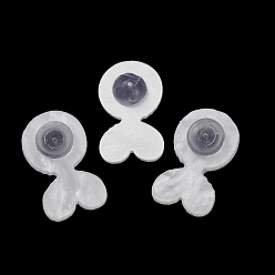 Белый Силиконовые гайки для ушей, с акриловой, спинки для серьги, сердце, белые, 15.5x9x4.5 мм, отверстие : 0.5 мм