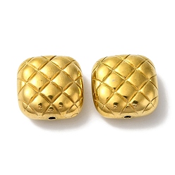 Золотой 304 Вафельные шарики из нержавеющей стали, квадратный, золотые, 14x14x8 мм, отверстие : 1.2 мм