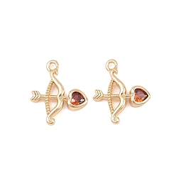 Оранжевый Кулон из циркония, амулеты из лука и стрел, реальный 18 k позолоченный, оранжевые, 18.5x15.5x2.5 мм, отверстие : 1.6 мм