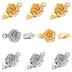 (52) Непрозрачная лаванда 8шт. 2 цвета цветочные латунные застежки для коробок, 1 нитей, 2-луночное, цветок, с целью перехода в кольце, разноцветные, 14x9.5x6.5 мм, отверстие : 2 мм, 4 шт / цвет