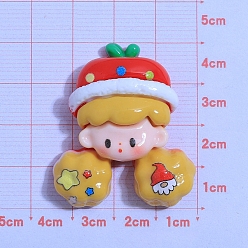 Золотистый Рождественская серия из непрозрачной смолы декодирует кабошоны, милашка, золотые, 40x35 мм