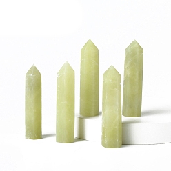 Лимонный Нефрит Башня из натурального лимонного нефрита, украшение для дома, исцеляющие каменные палочки, Декоры для медитации и терапии Рейки чакры, шестиугольная призма, 50~60 мм